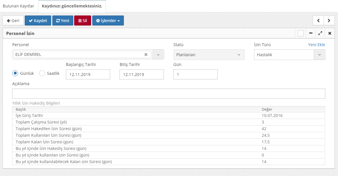 Personel İzin Talebi Ekranı Nasıl Kullanılır?